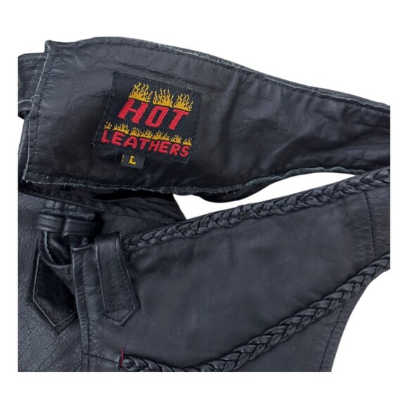 HOT LEATHERS Vintage Retro Leather FRINGE Motorcycle Biker Pants Mens Large - Picture 2 of 6